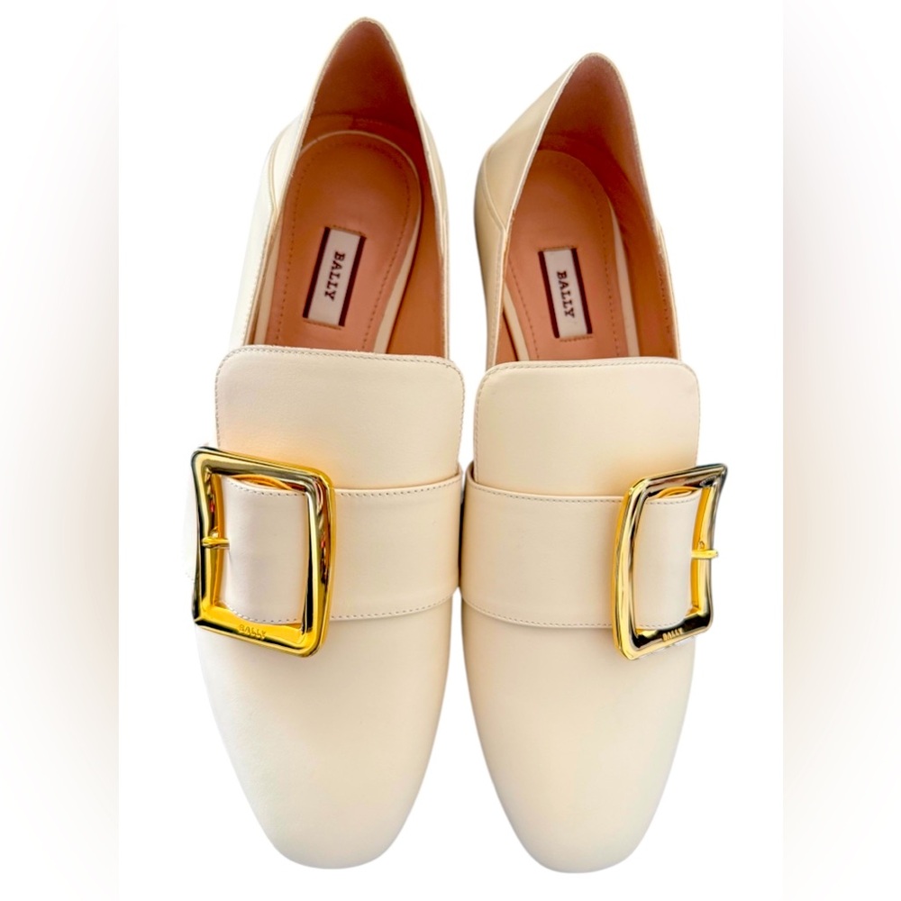 Bally Women’s Janelle Buckled Leather Loafers | Color: Bone (EU 38.5; NWT & Box)